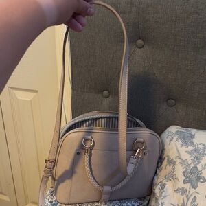 Madison West Cream Shoulder Bag with Dome Shape and Double Handles